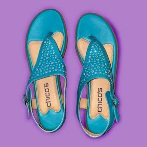 Chico's(in box) Tahira Blue Sandles (SIZE 9.5)